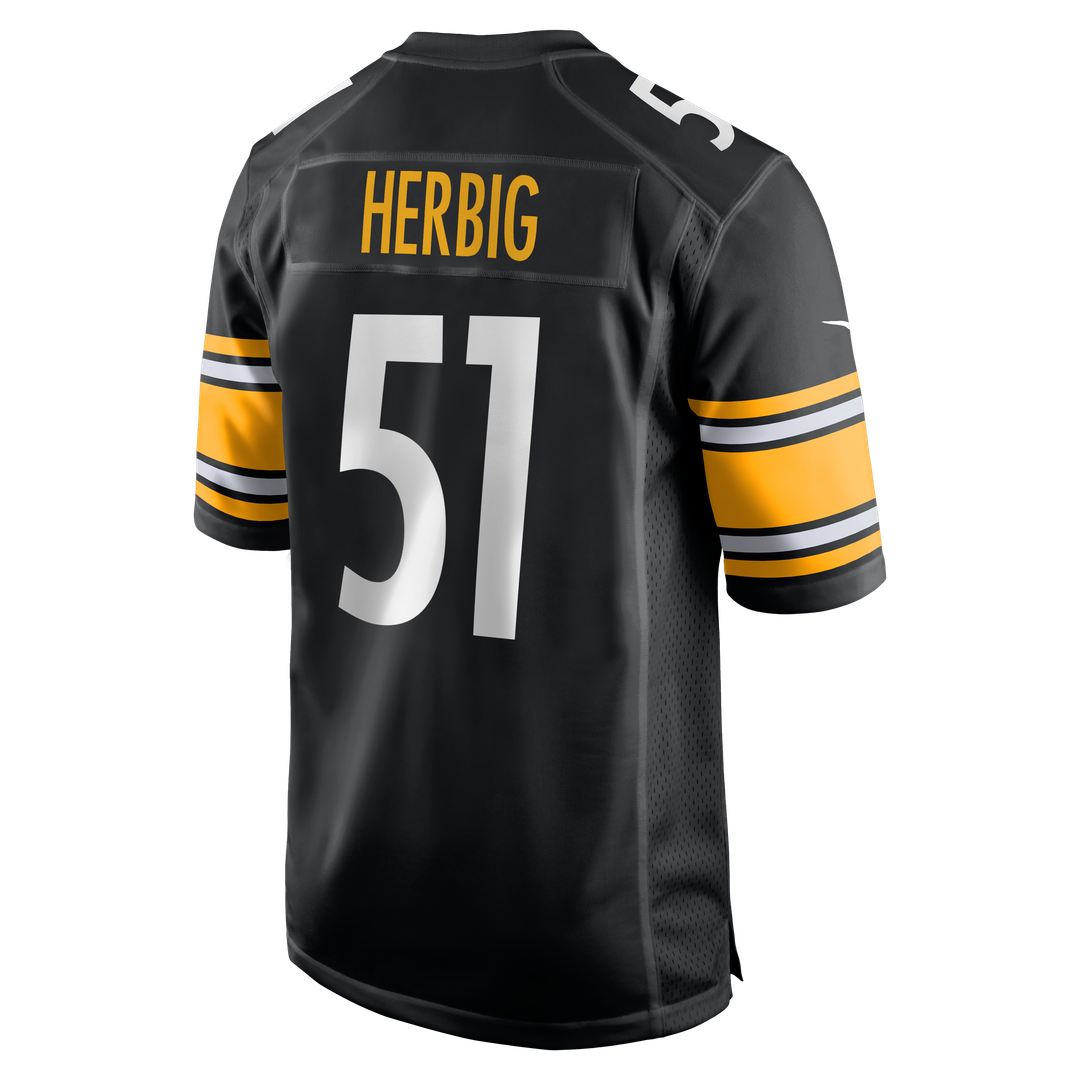 Pittsburgh Steelers Nick Herbig Nike Black Game Jersey product image 3, provided for visual reference and product detail