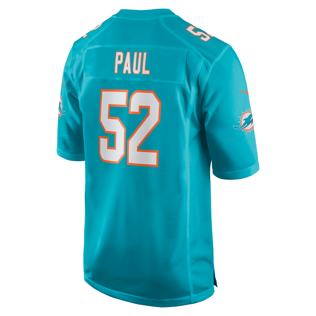 Miami Dolphins Patrick Paul Nike Aqua Game Jersey product image 3, provided for visual reference and product detail review