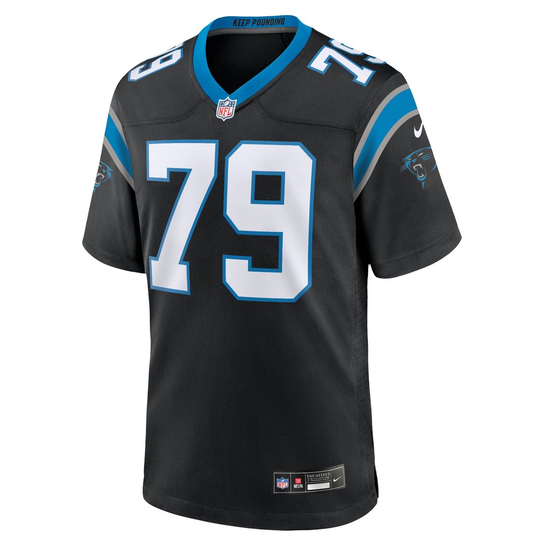 Carolina Panthers Ikem Ekwonu Nike Black Game Jersey product image 2, provided for visual reference and product detail review