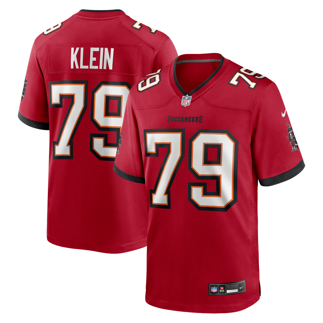 Tampa Bay Buccaneers Elijah Klein Nike Red Game Jersey product image 1, provided for visual reference and product detail