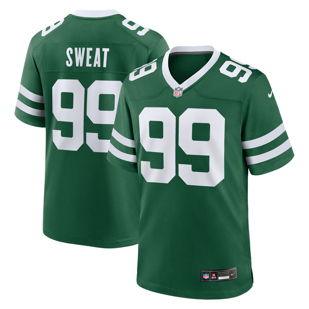 New York Jets T'Vondre Sweat Nike Legacy Green Team Game Jersey product image 1, provided for visual reference and product