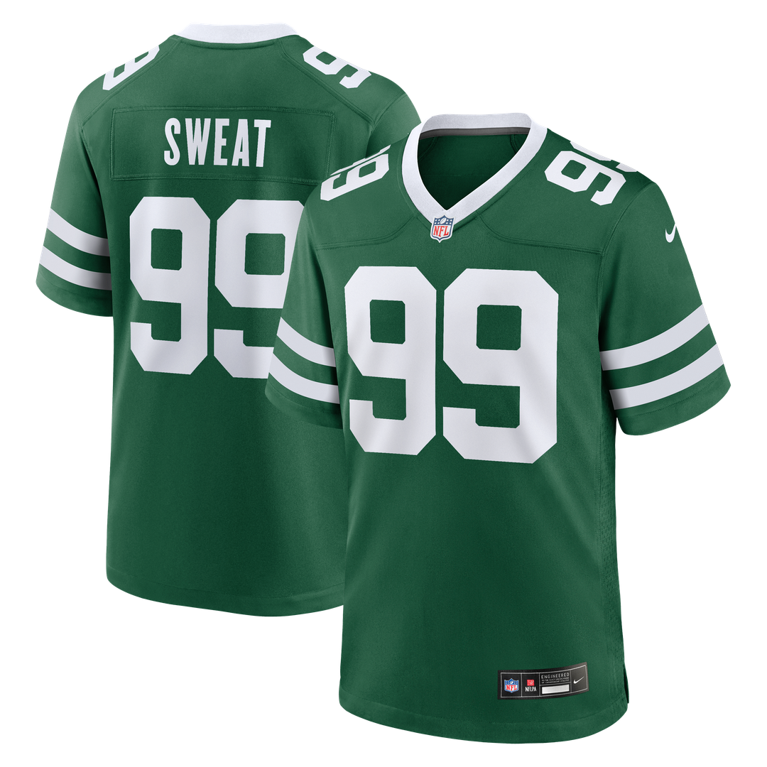 New York Jets T'Vondre Sweat Nike Legacy Green Team Game Jersey product image 1, provided for visual reference and product