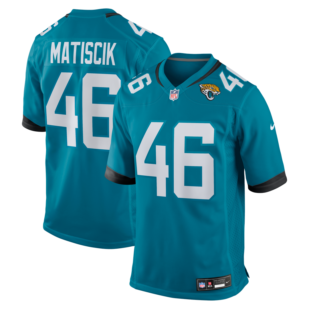 Jacksonville Jaguars Ross Matiscik Nike Teal Game Jersey product image 9, provided for visual reference and product detail