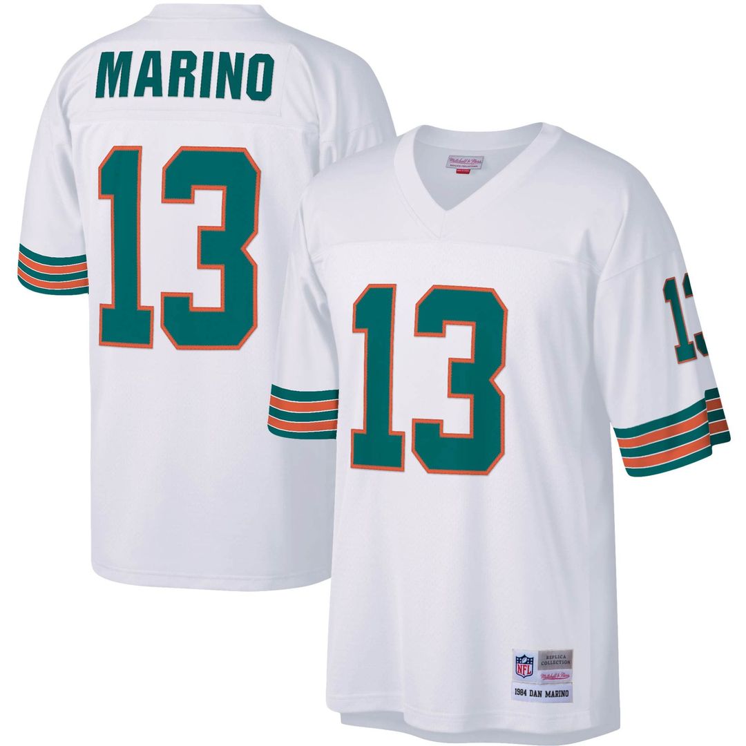 Miami Dolphins Dan Marino Mitchell & Ness White Big & Tall 1984 Retired Player Replica Jersey product image 1, provided for