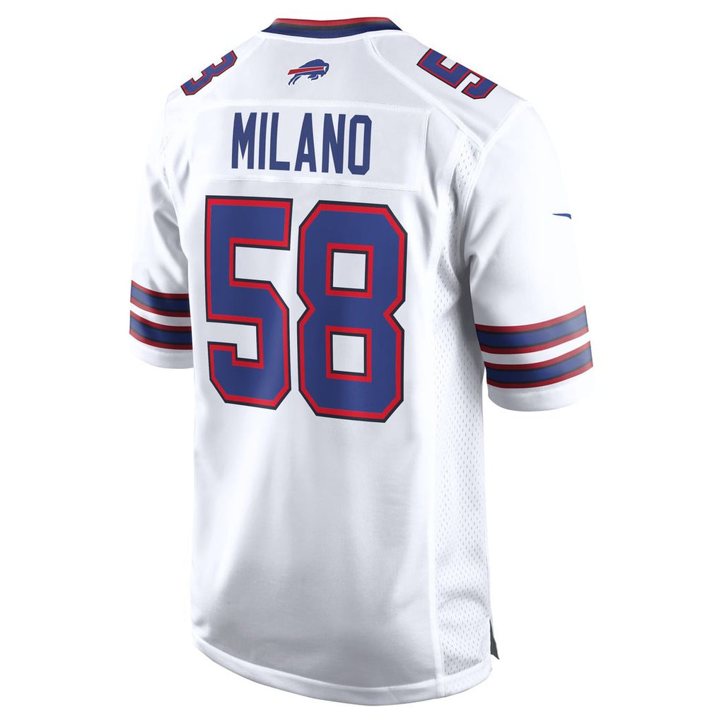 Buffalo Bills Matt Milano Nike White Away Game Player Jersey product image 3, provided for visual reference and product