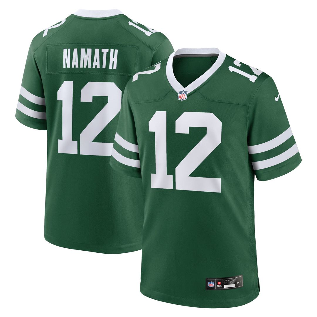 New York Jets Joe Namath Nike Legacy Green Game Jersey product image 1, provided for visual reference and product detail