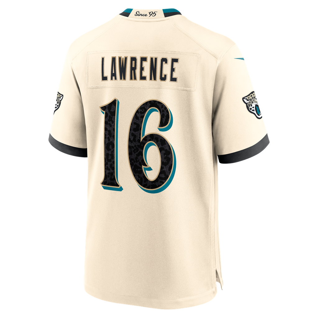 Jacksonville Jaguars Trevor Lawrence Nike Natural 2026 Rivalries Collection Game Jersey product image 7, provided for visual
