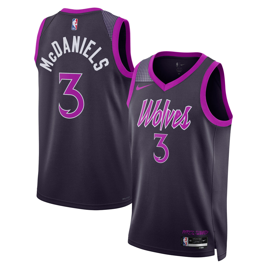 Minnesota Timberwolves Nike 2025/26 City Edition Swingman Jersey - Black - Jaden McDaniels - Unisex product image 1,