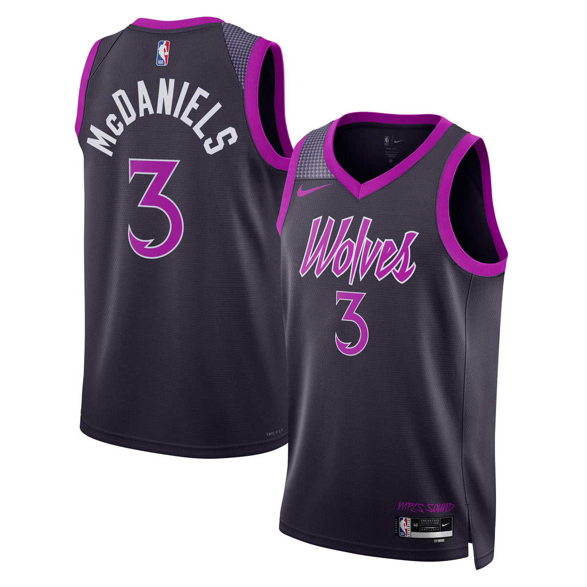 Minnesota Timberwolves Nike 2025/26 City Edition Swingman Jersey - Black - Jaden McDaniels - Unisex product image 1,