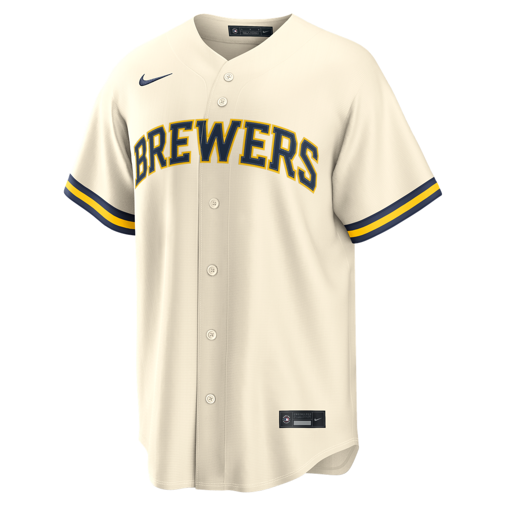 Milwaukee Brewers Nike Cream Home Replica Custom Jersey product image 2, provided for visual reference and product detail