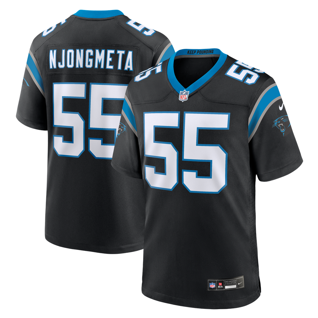 Carolina Panthers Maema Njongmeta Nike Black Team Game Jersey product image 1, provided for visual reference and product