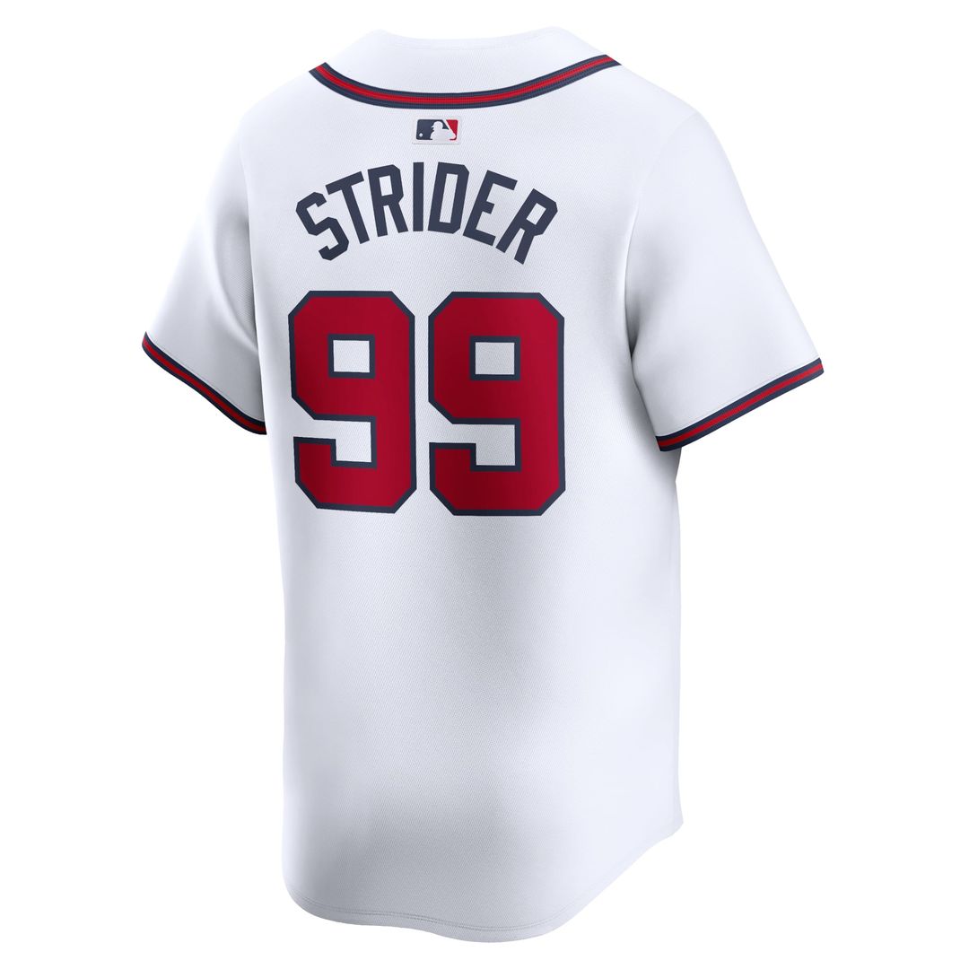 Atlanta Braves Spencer Strider Nike White Home Limited Player Jersey product image 3, provided for visual reference and