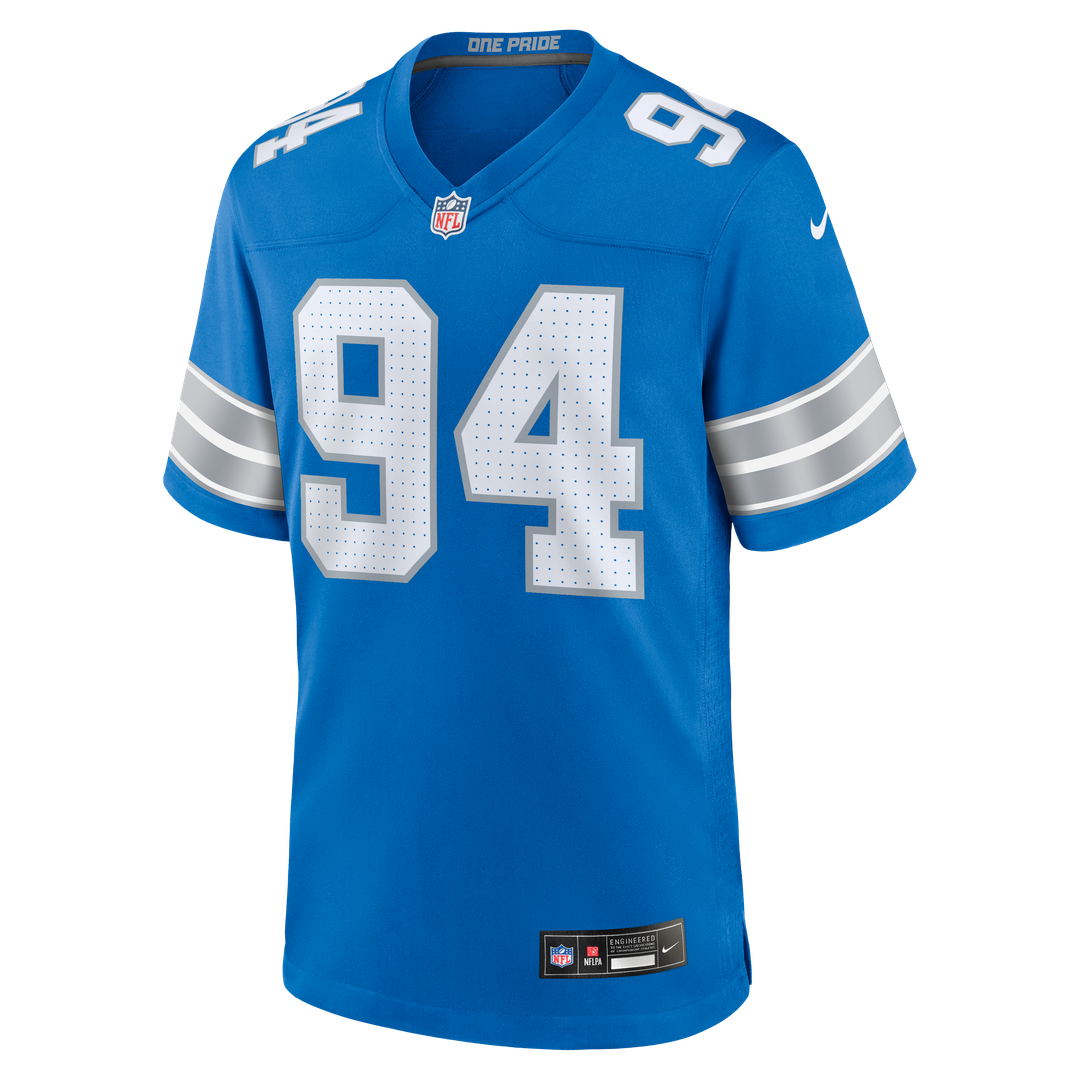 Detroit Lions Mekhi Wingo Nike Blue Team Game Jersey product image 2, provided for visual reference and product detail review
