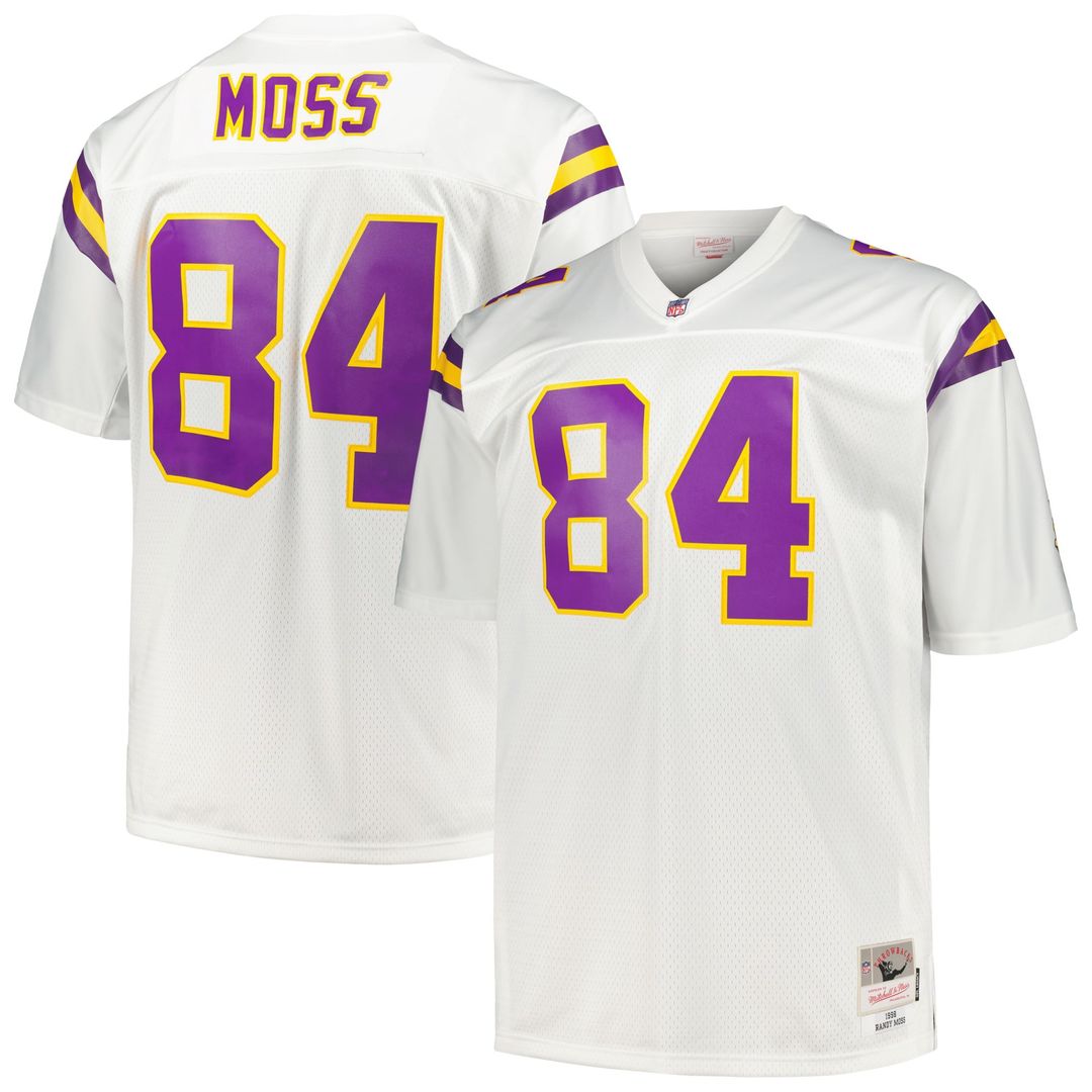 Minnesota Vikings Randy Moss Mitchell & Ness White Big & Tall 1998 Legacy Retired Player Jersey product image 1, provided
