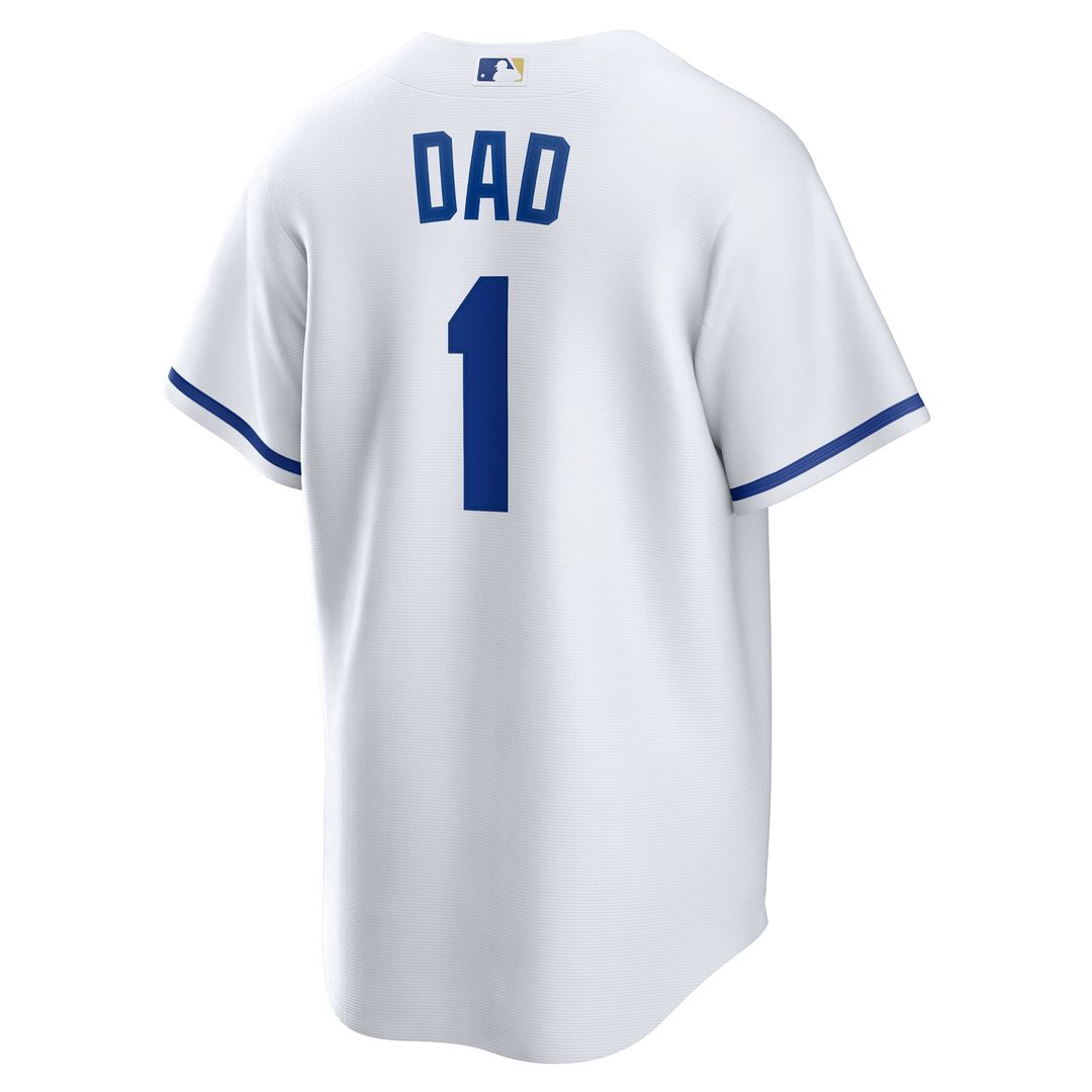 Kansas City Royals Nike White #1 Dad Home Replica Jersey product image 3, provided for visual reference and product detail