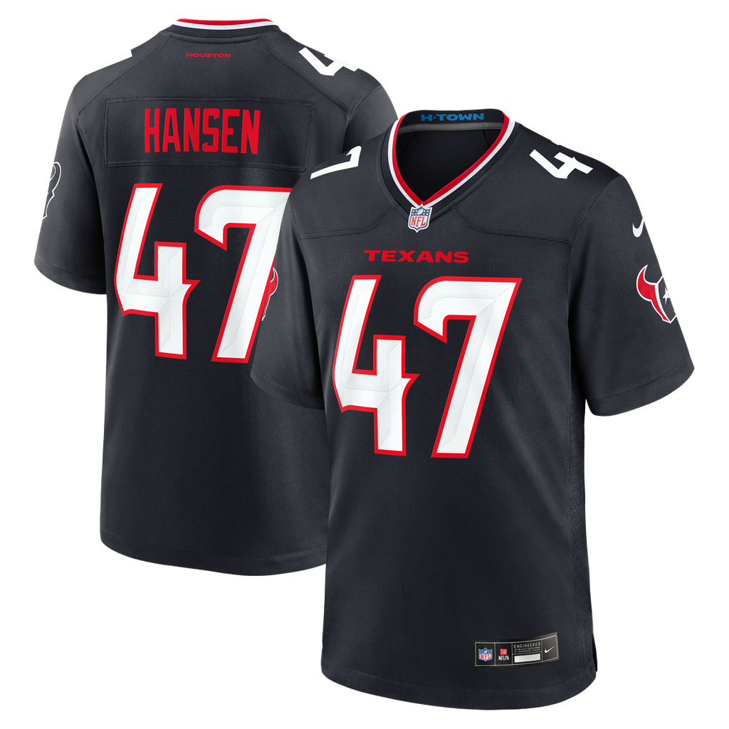 Houston Texans Louis Hansen Nike Navy Team Game Jersey product image 1, provided for visual reference and product detail