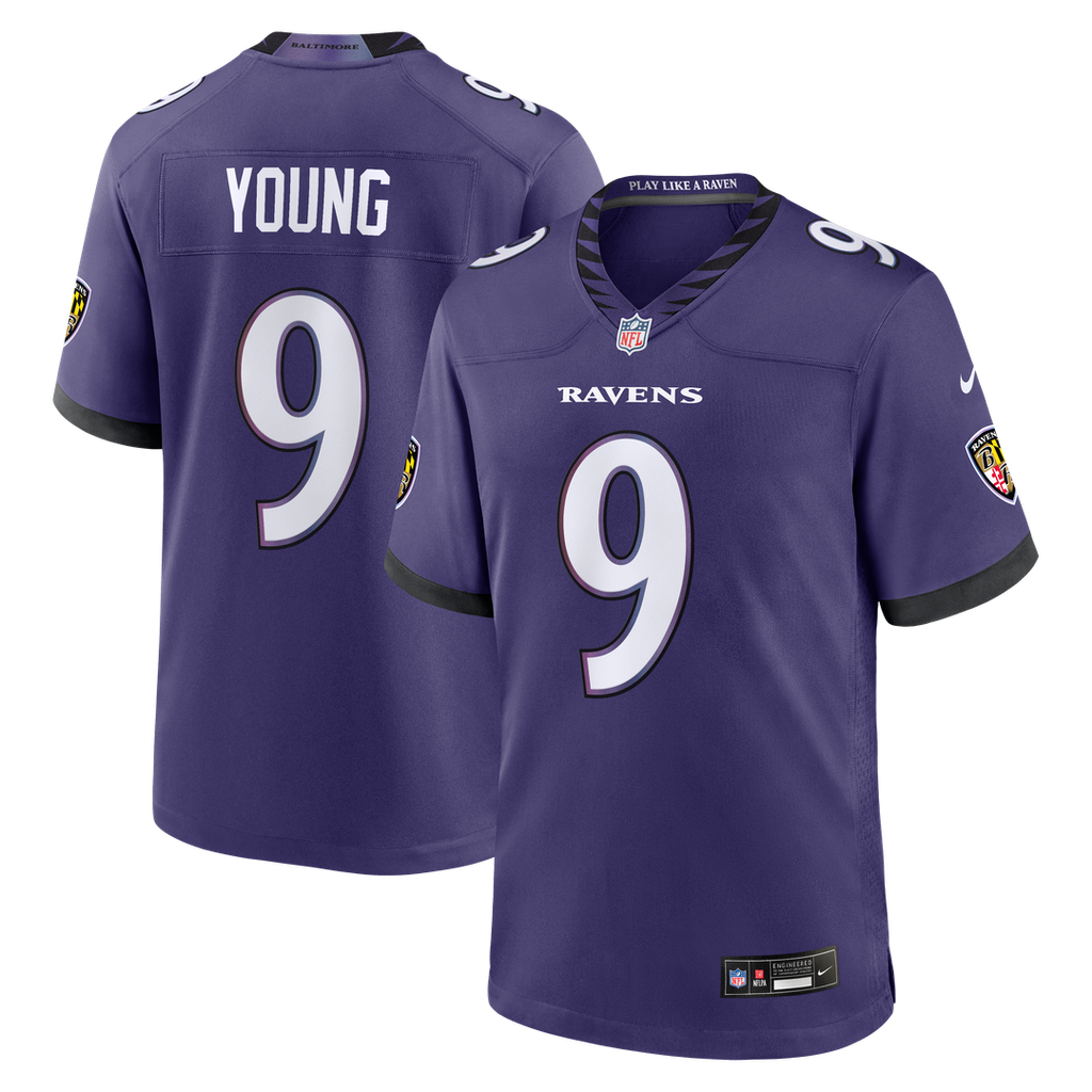 Baltimore Ravens Zion Young Nike Purple Team Game Jersey product image 1, provided for visual reference and product detail
