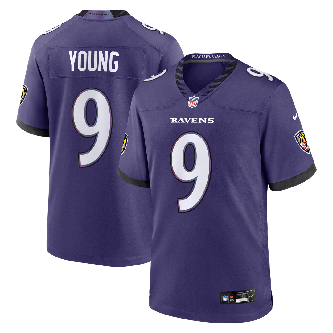 Baltimore Ravens Zion Young Nike Purple Team Game Jersey product image 1, provided for visual reference and product detail