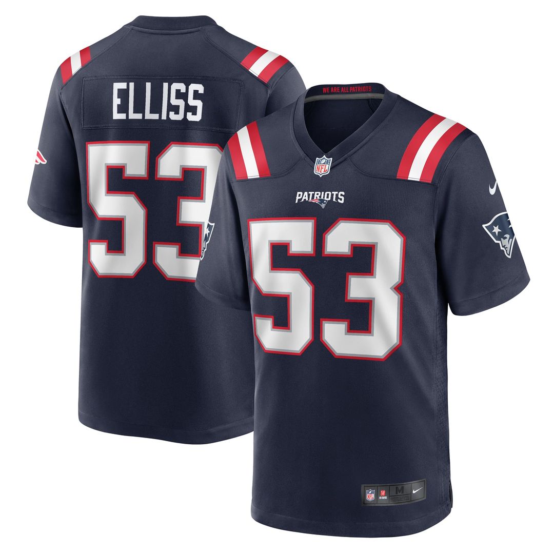 New England Patriots Christian Elliss Nike Navy Game Jersey product image 1, provided for visual reference and product