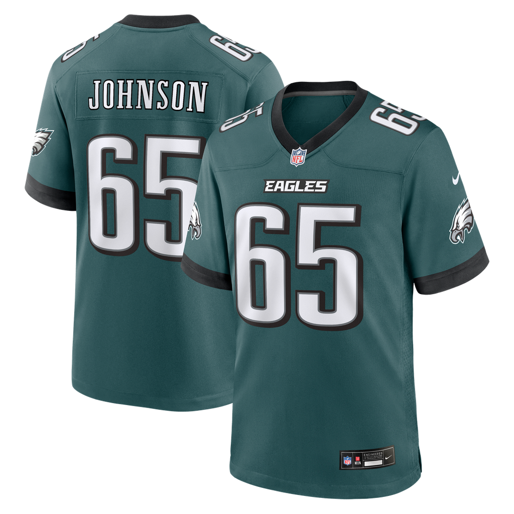 Philadelphia Eagles Lane Johnson Nike Midnight Green Team Game Jersey product image 1, provided for visual reference and