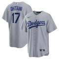 Los Angeles Dodgers Shohei Ohtani Nike Gray Road Replica Jersey product image 1, provided for visual reference and product