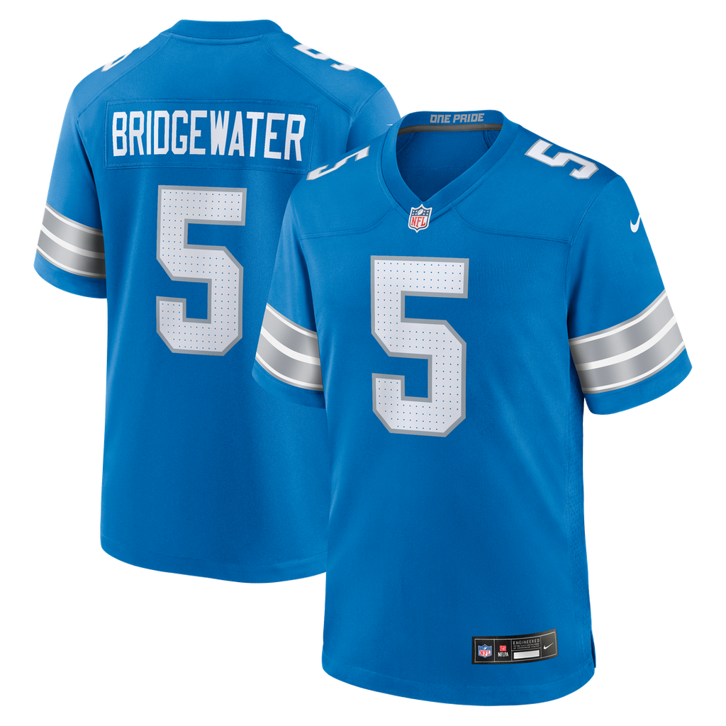 Detroit Lions Teddy Bridgewater Nike Blue Team Game Jersey product image 1, provided for visual reference and product detail