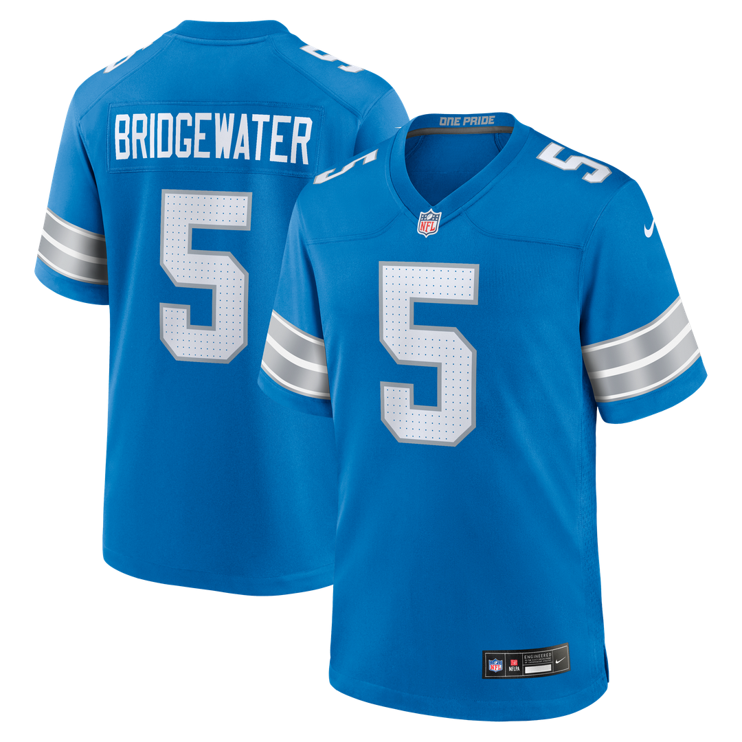 Detroit Lions Teddy Bridgewater Nike Blue Team Game Jersey product image 1, provided for visual reference and product detail