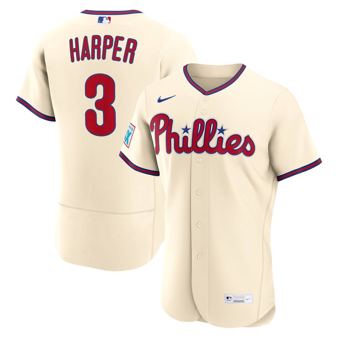 Philadelphia Phillies Bryce Harper Nike Cream Alternate Authentic Sponsor Patch Jersey product image 1, provided for visual
