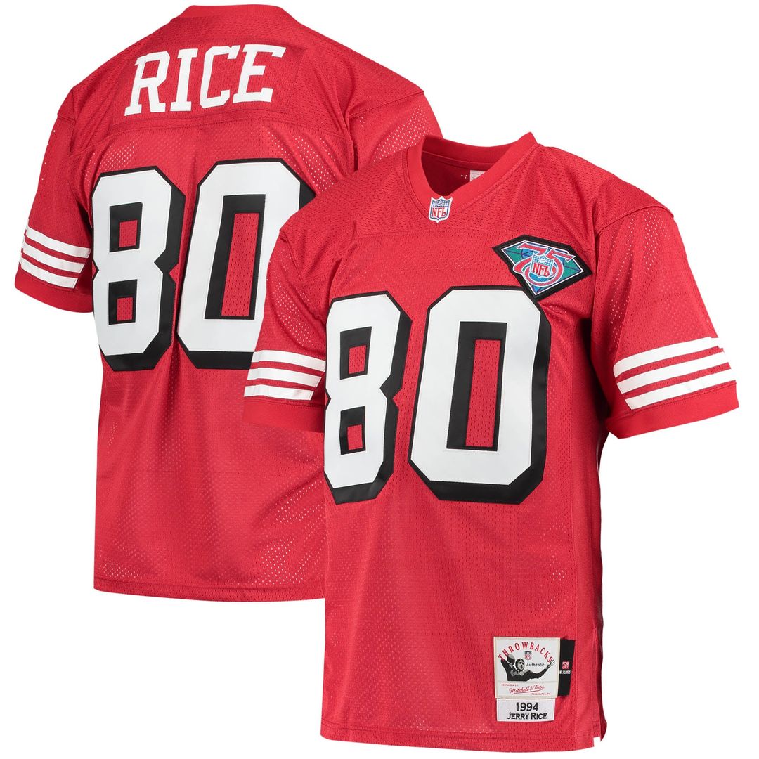 San Francisco 49ers 1994 Jerry Rice Mitchell & Ness Scarlet Authentic Throwback Retired Player Jersey product image 4,