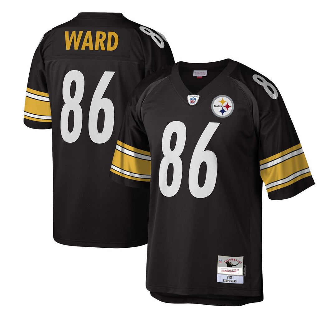 Pittsburgh Steelers Hines Ward Mitchell & Ness Black Legacy Replica Jersey product image 1, provided for visual reference