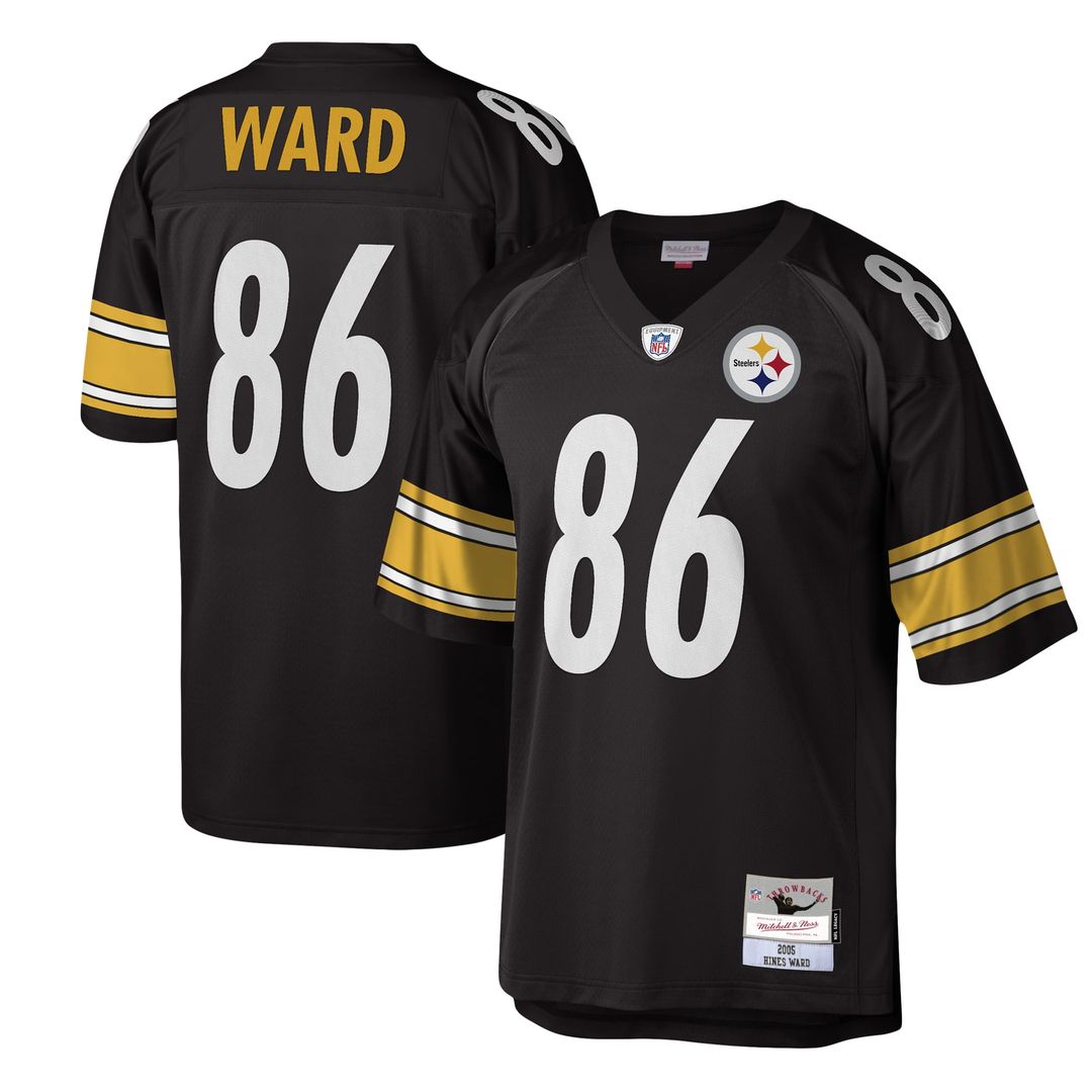 Pittsburgh Steelers Hines Ward Mitchell & Ness Black Legacy Replica Jersey product image 1, provided for visual reference