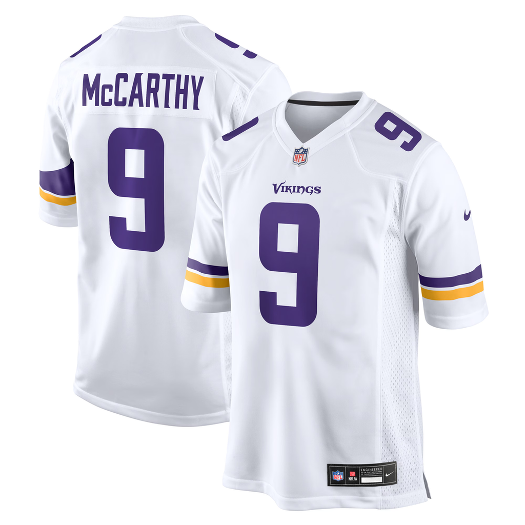 Minnesota Vikings J.J. McCarthy Nike White Game Jersey product image 1, provided for visual reference and product detail