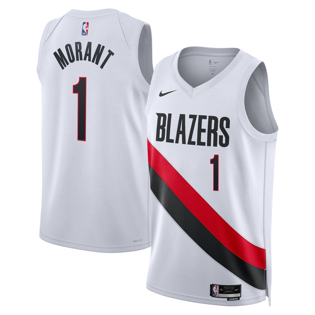 Portland Trail Blazers Nike Replica Association Edition Swingman Jersey - White - Ja Morant - Unisex product image 1,