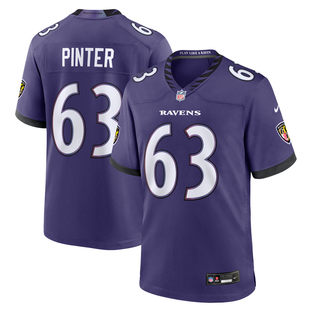 Baltimore Ravens Danny Pinter Nike Purple Team Game Jersey product image 1, provided for visual reference and product detail