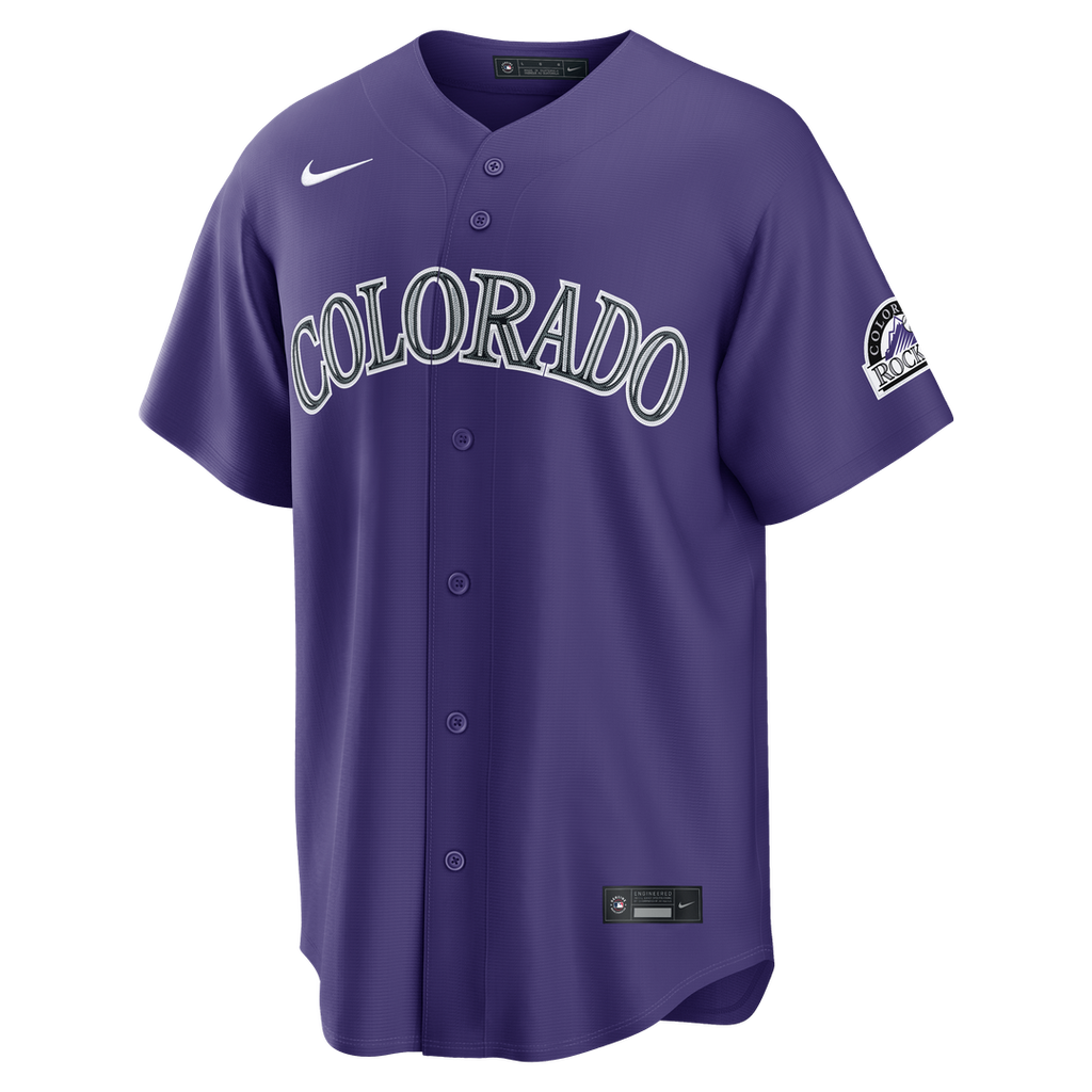 Colorado Rockies Nike Purple Alternate Stadium Jersey product image 2, provided for visual reference and product detail