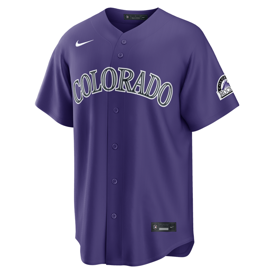 Colorado Rockies Nike Purple Alternate Stadium Jersey product image 2, provided for visual reference and product detail