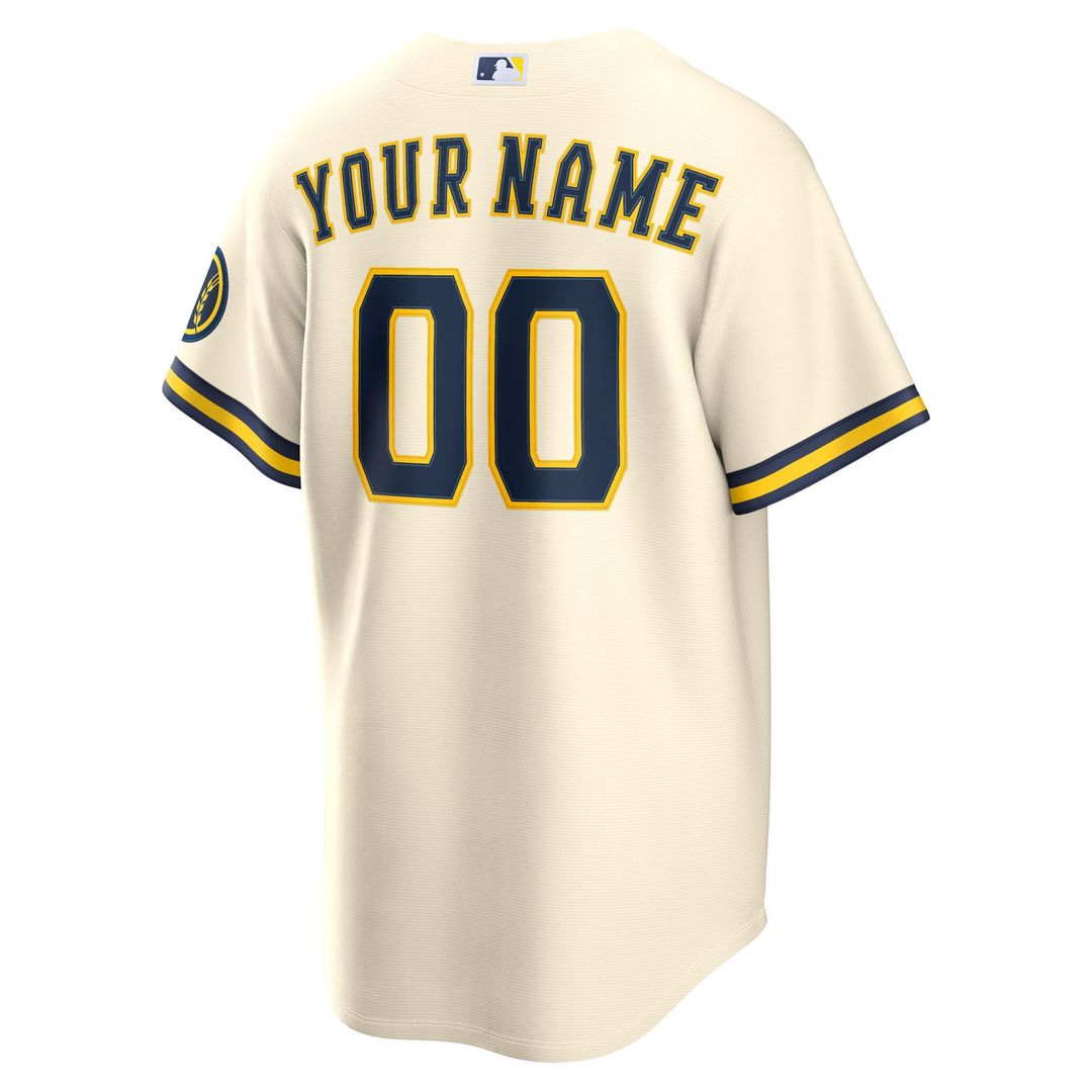 Milwaukee Brewers Nike Cream Home Stadium Custom Jersey product image 3, provided for visual reference and product detail