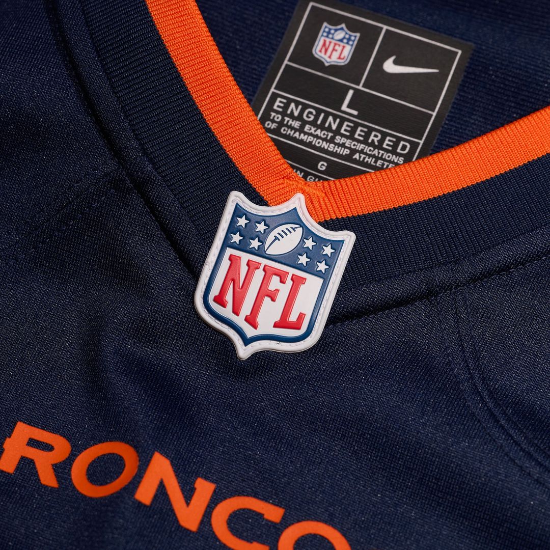 Denver Broncos Bo Nix Nike Navy Alternate Game Jersey product image 4, provided for visual reference and product detail