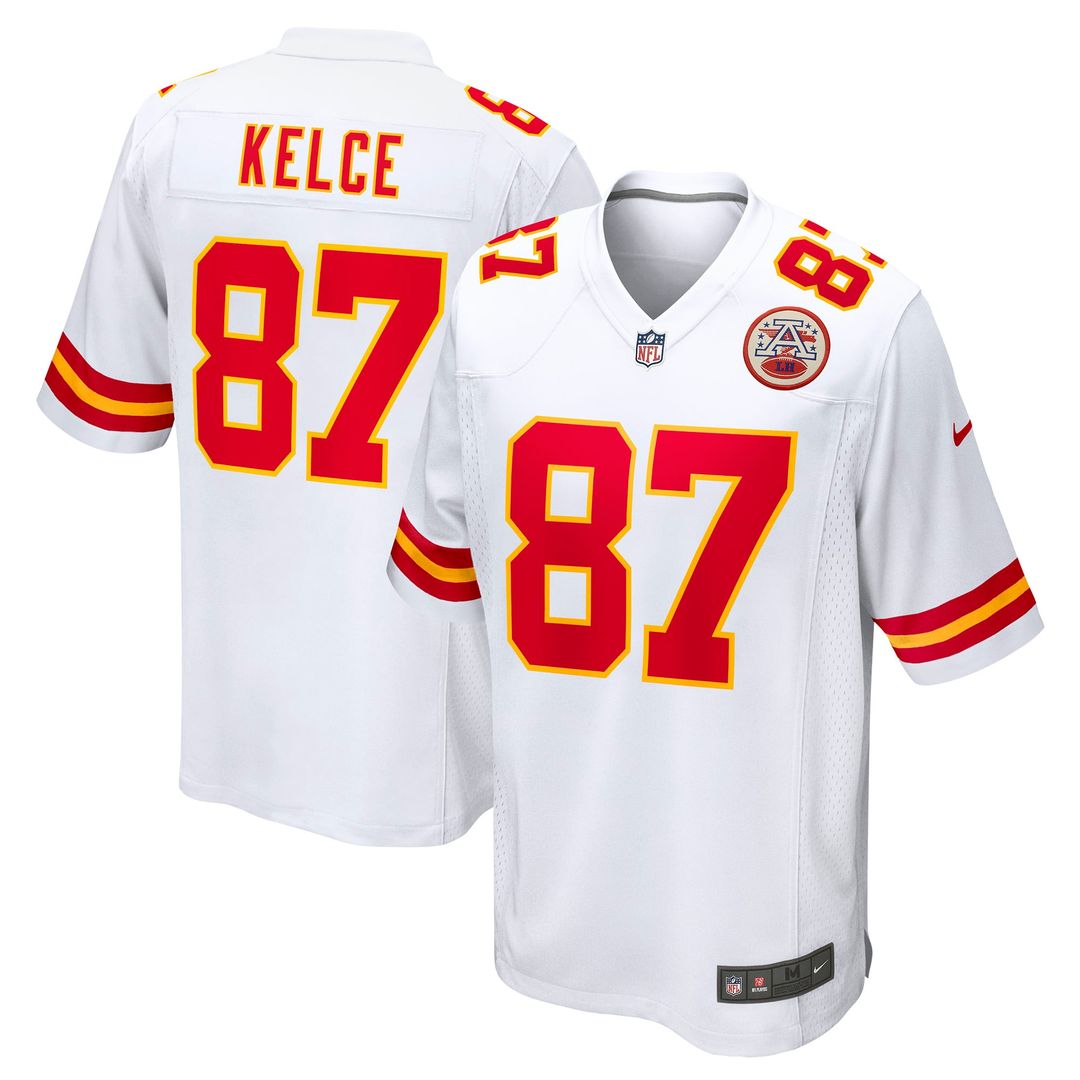 Kansas City Chiefs Travis Kelce Nike White Player Game Jersey product image 1, provided for visual reference and product