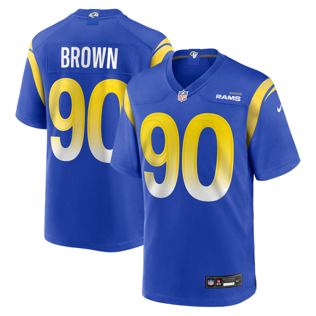 Los Angeles Rams Earnest Brown IV Nike Royal Team Game Jersey product image 1, provided for visual reference and product