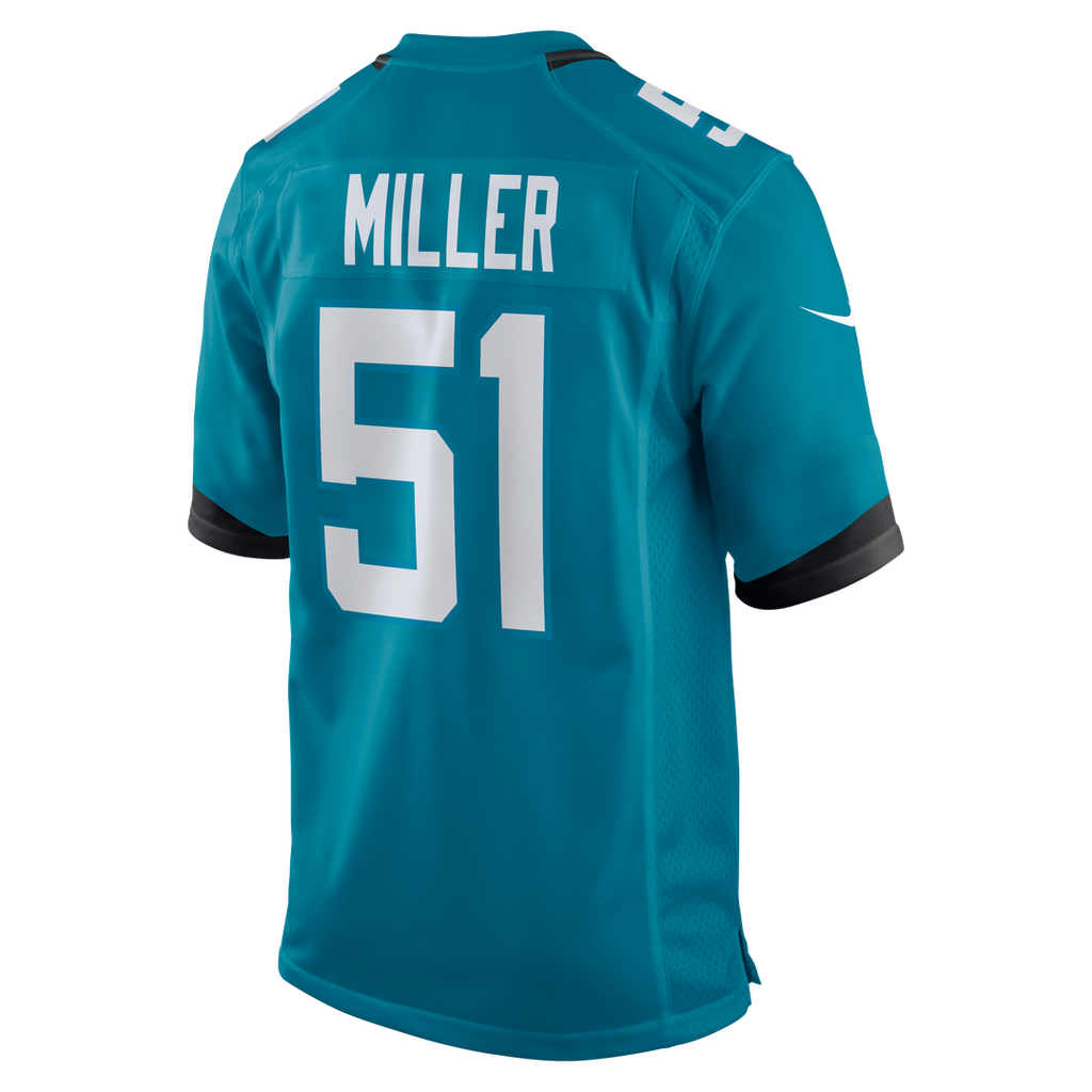 Jacksonville Jaguars Ventrell Miller Nike Teal Game Jersey product image 3, provided for visual reference and product detail