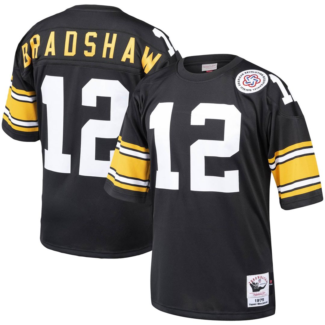 Pittsburgh Steelers Terry Bradshaw Mitchell & Ness Black Authentic Throwback Retired Player Jersey product image 1, provided