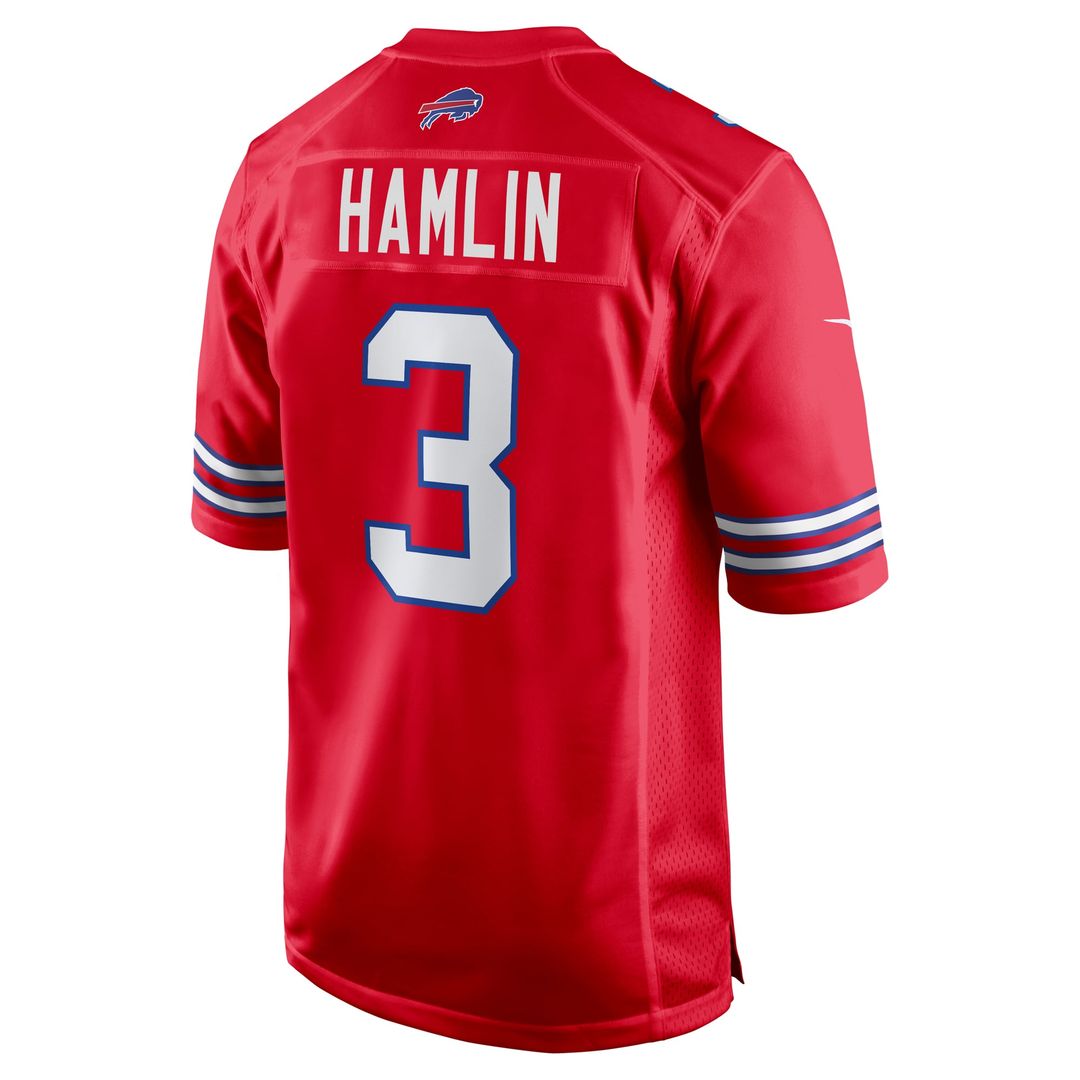 Buffalo Bills Damar Hamlin Nike Red Alternate Game Jersey product image 3, provided for visual reference and product detail
