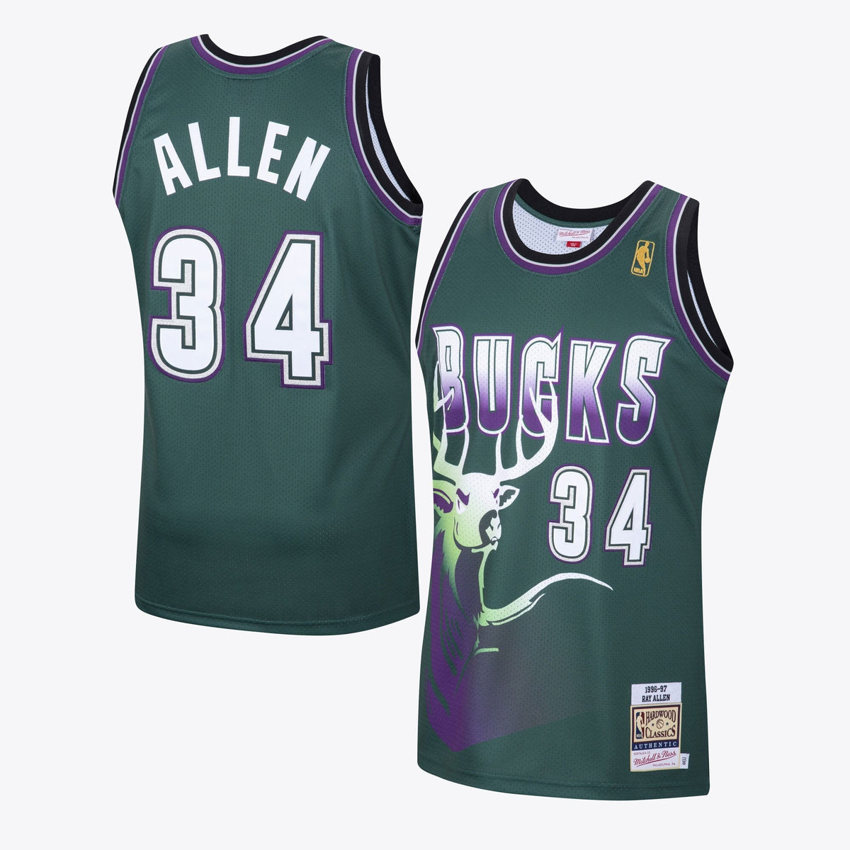 Milwaukee Bucks Ray Allen 1996 Hardwood Classics Alternate Swingman Jersey By Mitchell & Ness - Dark Green product image 1,