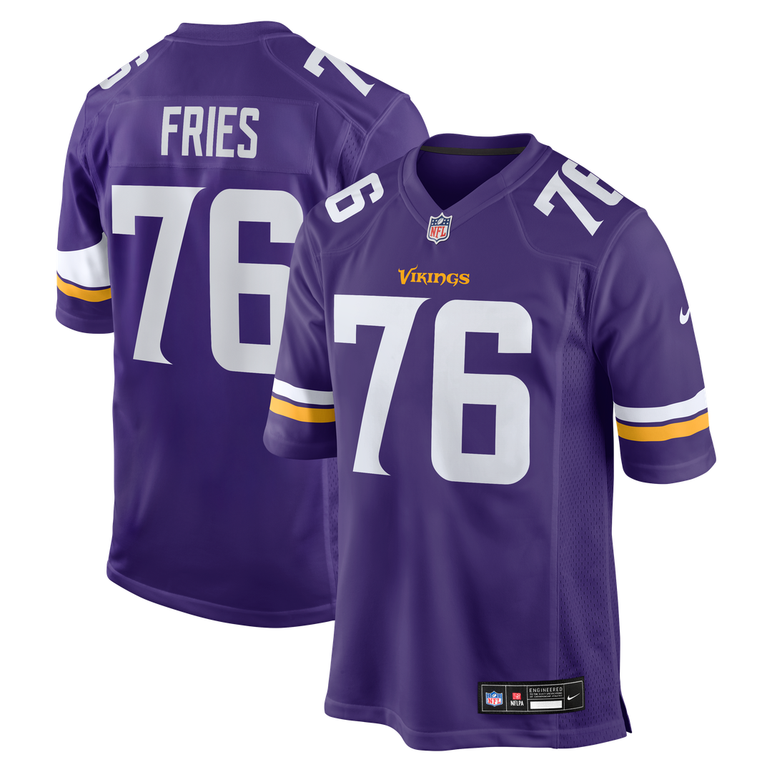 Minnesota Vikings Will Fries Nike Purple Team Game Jersey product image 1, provided for visual reference and product detail