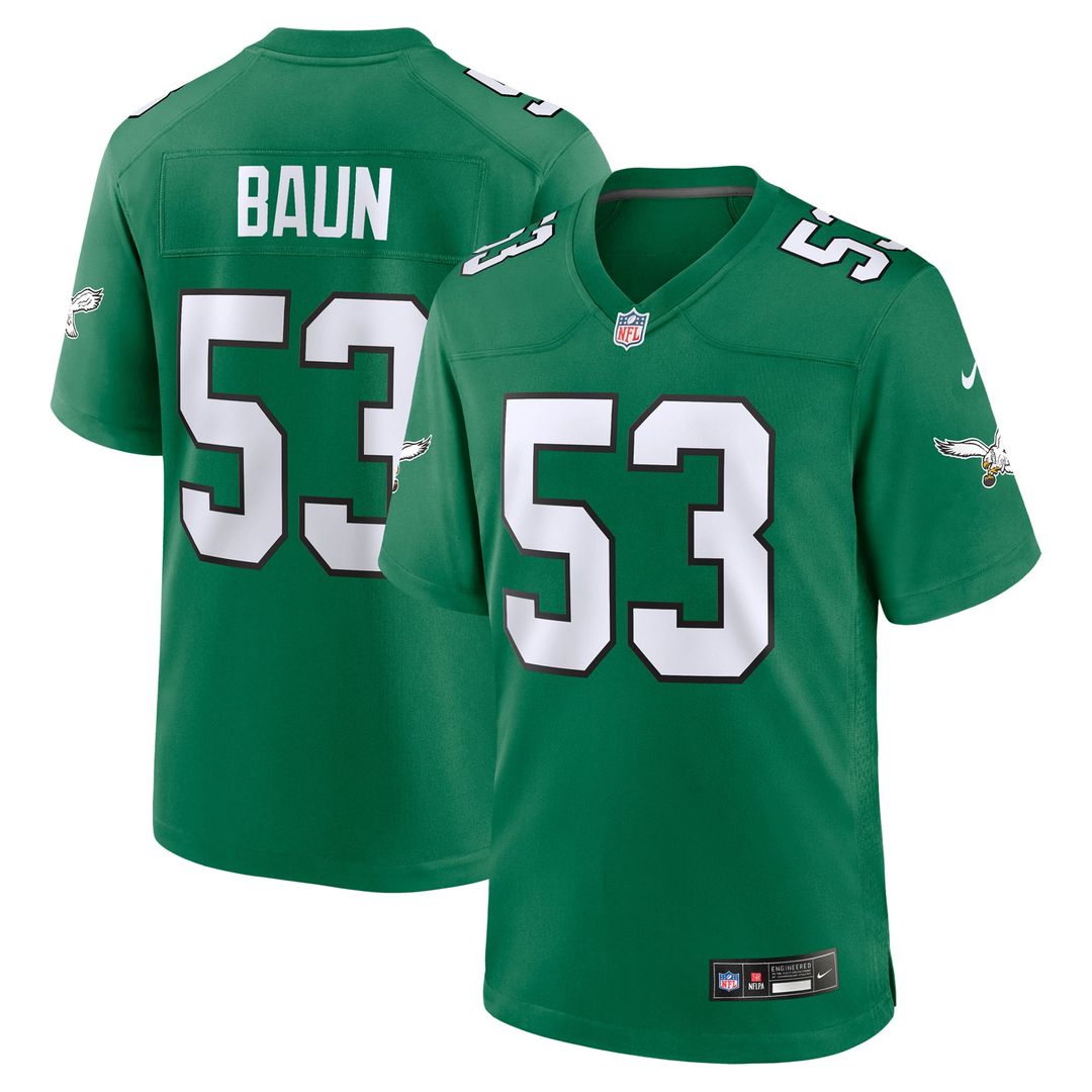 Philadelphia Eagles Zack Baun Nike Kelly Green Alternate Game Jersey product image 1, provided for visual reference and