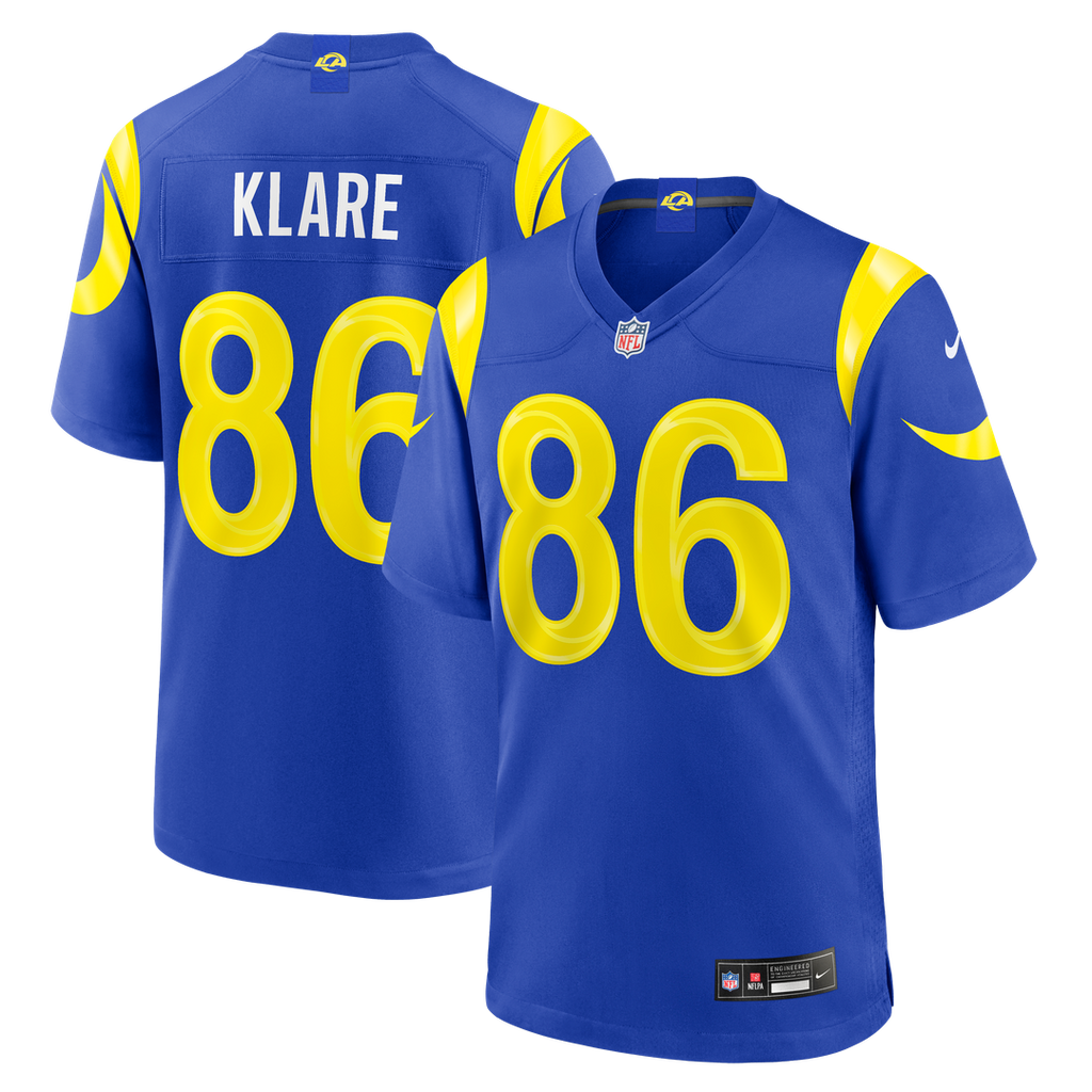 Los Angeles Rams Max Klare Nike Royal Team Game Jersey product image 1, provided for visual reference and product detail