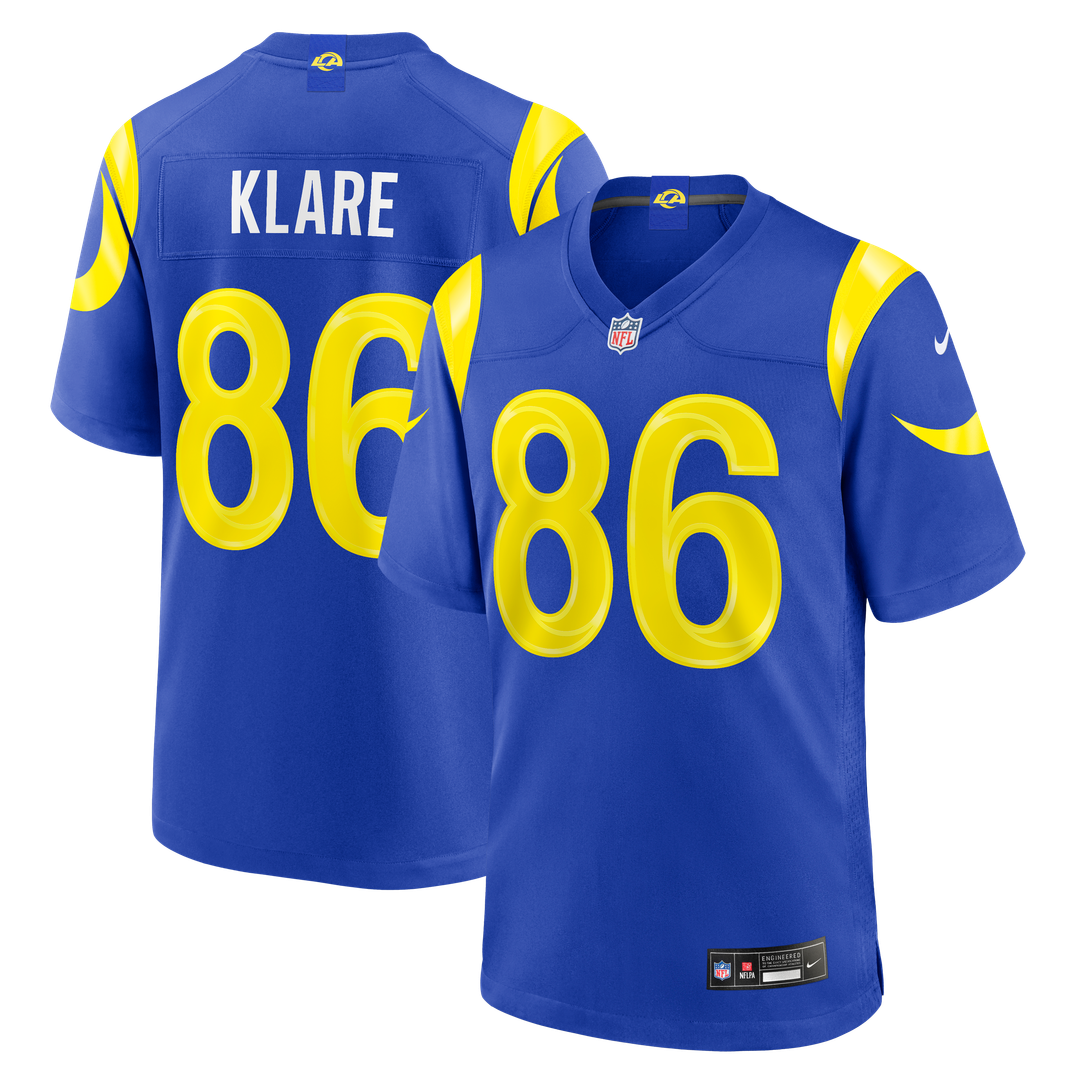Los Angeles Rams Max Klare Nike Royal Team Game Jersey product image 1, provided for visual reference and product detail