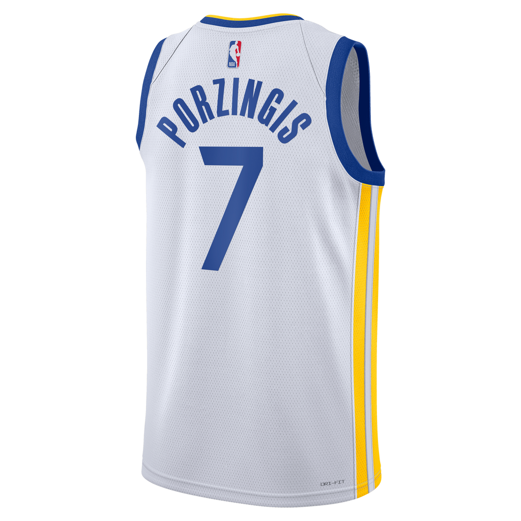Golden State Warriors Nike Association Edition Swingman Jersey - White - Kristaps Porziņģis - Unisex product image 4,
