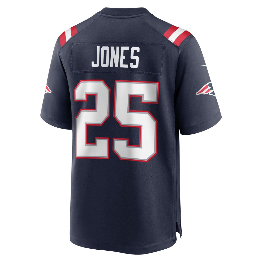 New England Patriots Marcus Jones Nike Navy Game Player Jersey product image 3, provided for visual reference and product